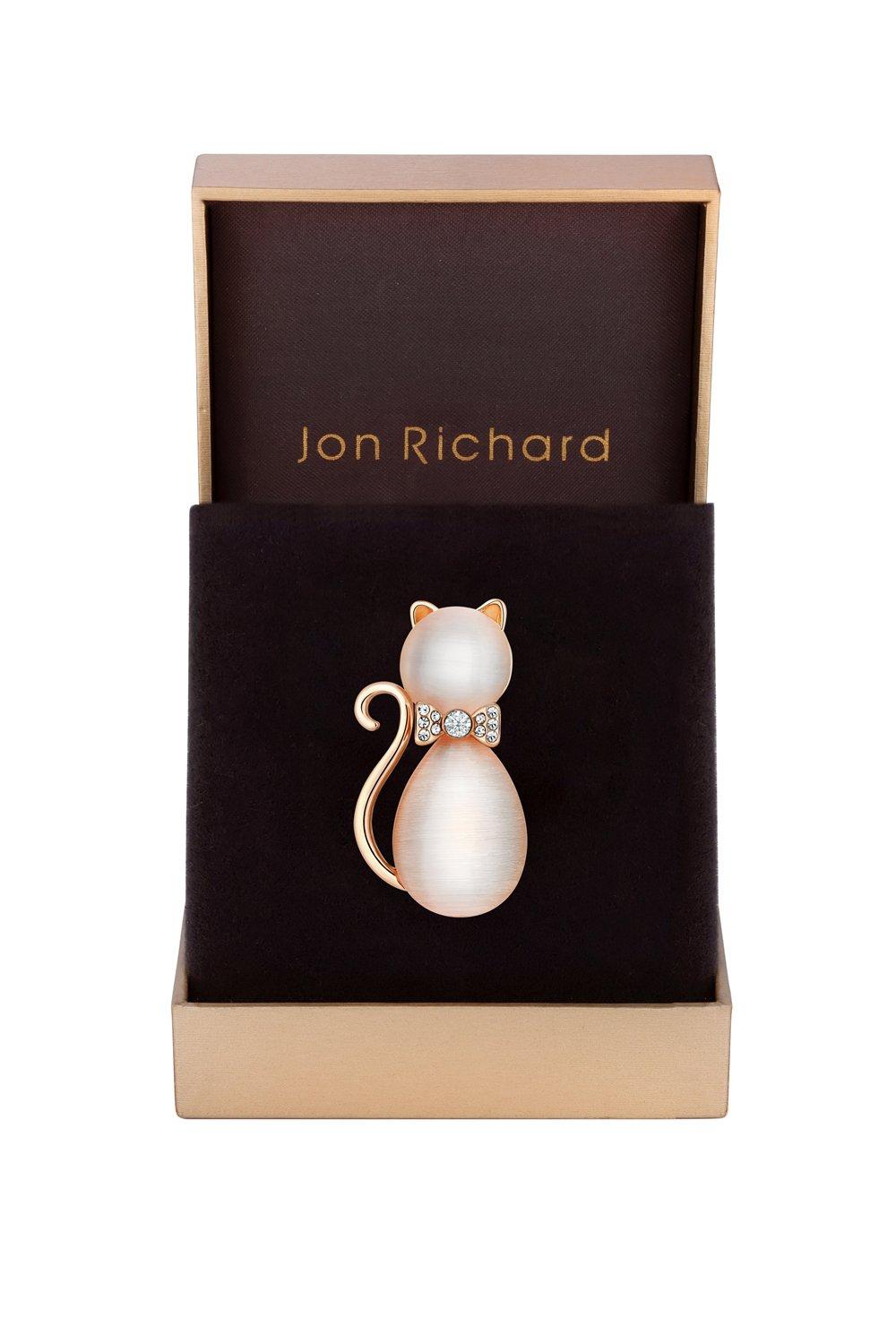 Jon Richard Women's Rose Gold Pink Crystal Cat Brooch - Gift Boxed|rose gold